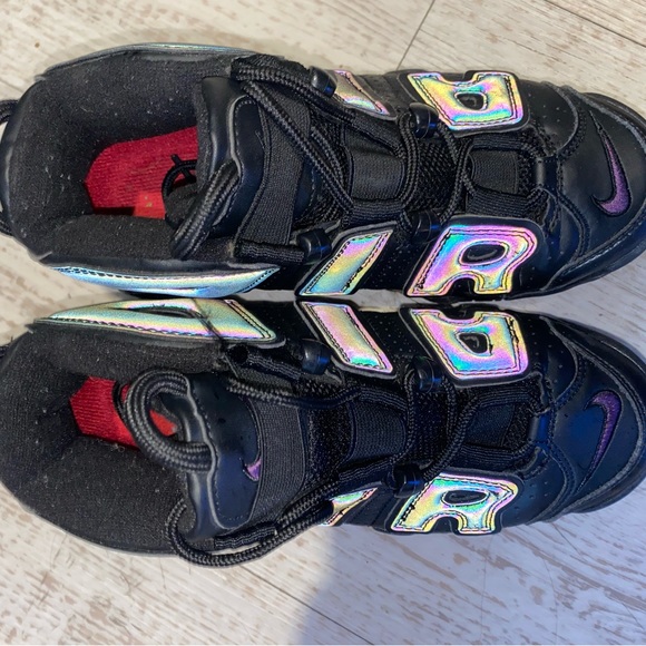 Nike Air More Uptempo Black and Iridescent - Picture 3 of 5